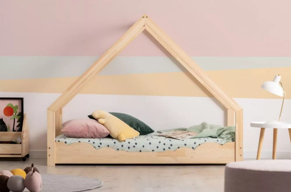 Bērnu gulta Loca D ar stelāžu Guļamvietas platums: 90 cm, Guļamvietas garums: 180 cm, · Priede · 97 × 193 × 144 cm