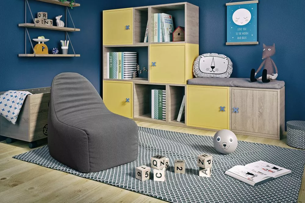 Pufs Dario P Standard Auduma numurs: Poco 04, · Tumši pelēks · 90 × 80 × 60 cm
