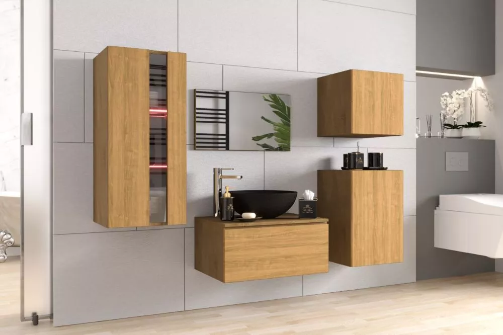 Vannas istabas komplekts Alius 35 ar LED · Zelta ozols · 123 × 174 × 42 cm