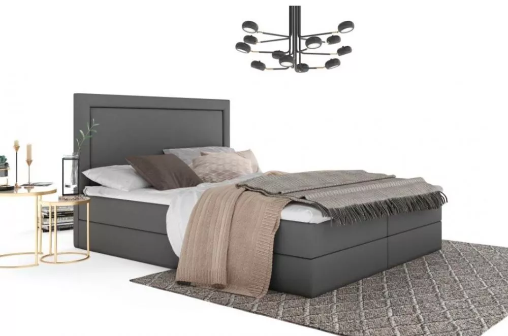 Gulta Rosa Boxspring standard Guļamvietas platums: 140 cm, Guļamvietas garums: 200 cm, · Tumši pelēks · 142 × 207 × 123 