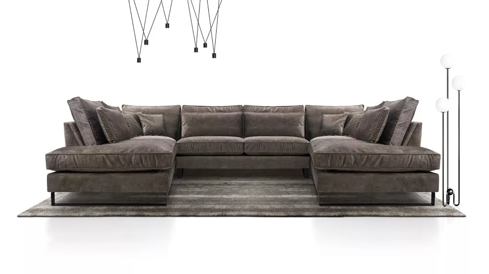 Dīvāns Corblack U Standard · Grafīts · 224 × 407 × 103 cm