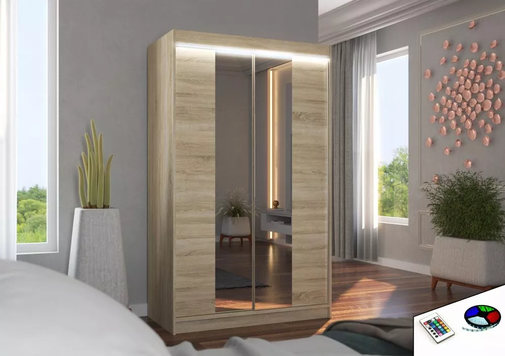Skapis Marvin ar LED · Sonoma · 120 × 58 × 200 cm
