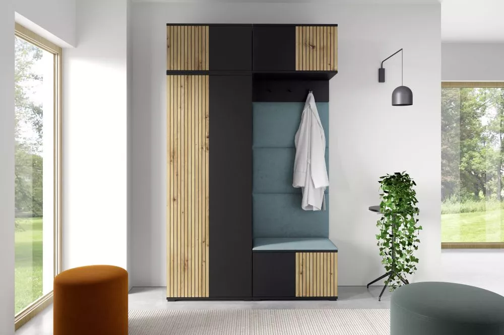 Apavu plaukts Ross 3 Trinity Korpusa krāsa: melns + ozols artisan, · 140 × 225 × 40 cm