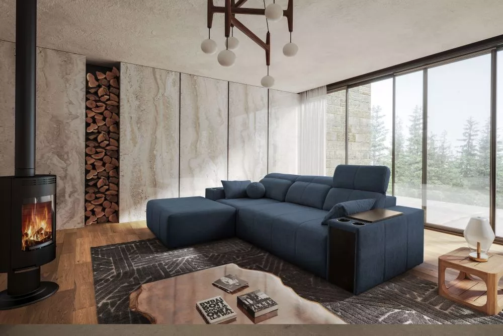 Dīvāns Mindy 1 Standard · Zila · 202 × 274 × 77 cm