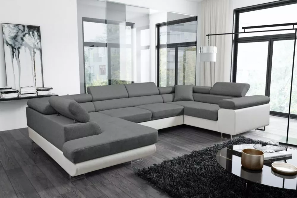 Dīvāns Antos Bis standard · Pelēks + balts · 202 × 340 × 90 cm