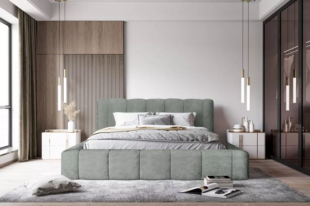 Gulta Como Standard ar stelāžu Guļamvietas platums: 160 cm, Guļamvietas garums: 200 cm, stelāžas tips: koka, · Zaļi pelē