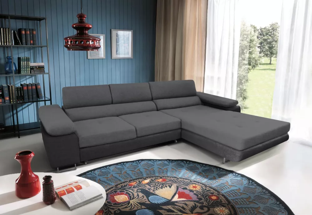 Dīvāns Anton Mini Comfort Standard · Gaiši pelēks + tumši pelēks · 200 × 273 × 73 cm