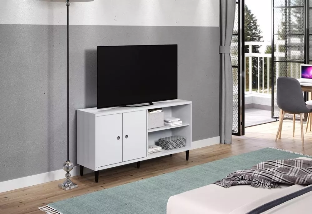 TV tumba Evolution 02 · Balts · 136 × 36 × 70 cm
