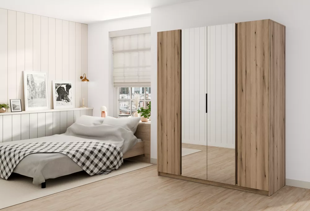 Skapis Kaja 2F2M ar LED · Ozols evoke · 200 × 62 × 239 cm