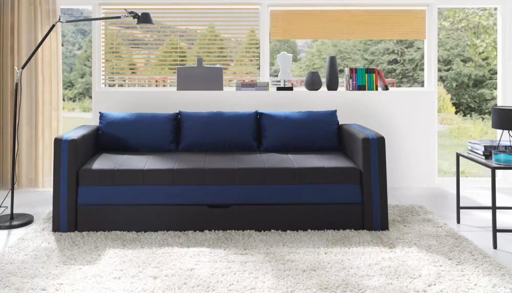 Dīvāns Euforia Duo Sofa Standard · Melns + zils · 75 × 222 × 77 cm