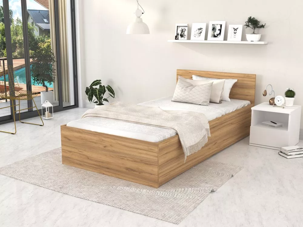 Gulta Panama Plus ar stelāžu Guļamvietas platums: 90 cm, Guļamvietas garums: 200 cm, stelāžas tips: metāla, · Ozols kraf