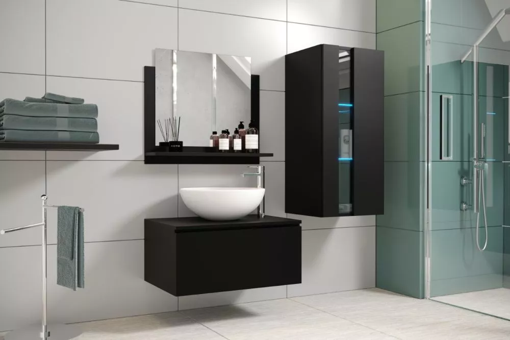 Vannas istabas komplekts Alius 34 ar LED · Melns · 123 × 112 × 42 cm