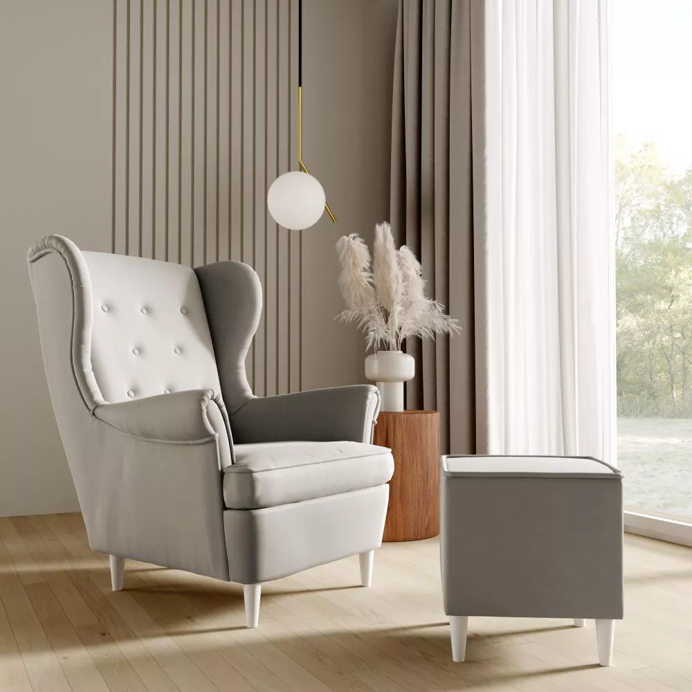 Mīksts krēsls Lino 190 1S+P Standard Sēdvietas dziļums: 55 cm, · Gaišais krēms · 85 × 90 × 103 cm