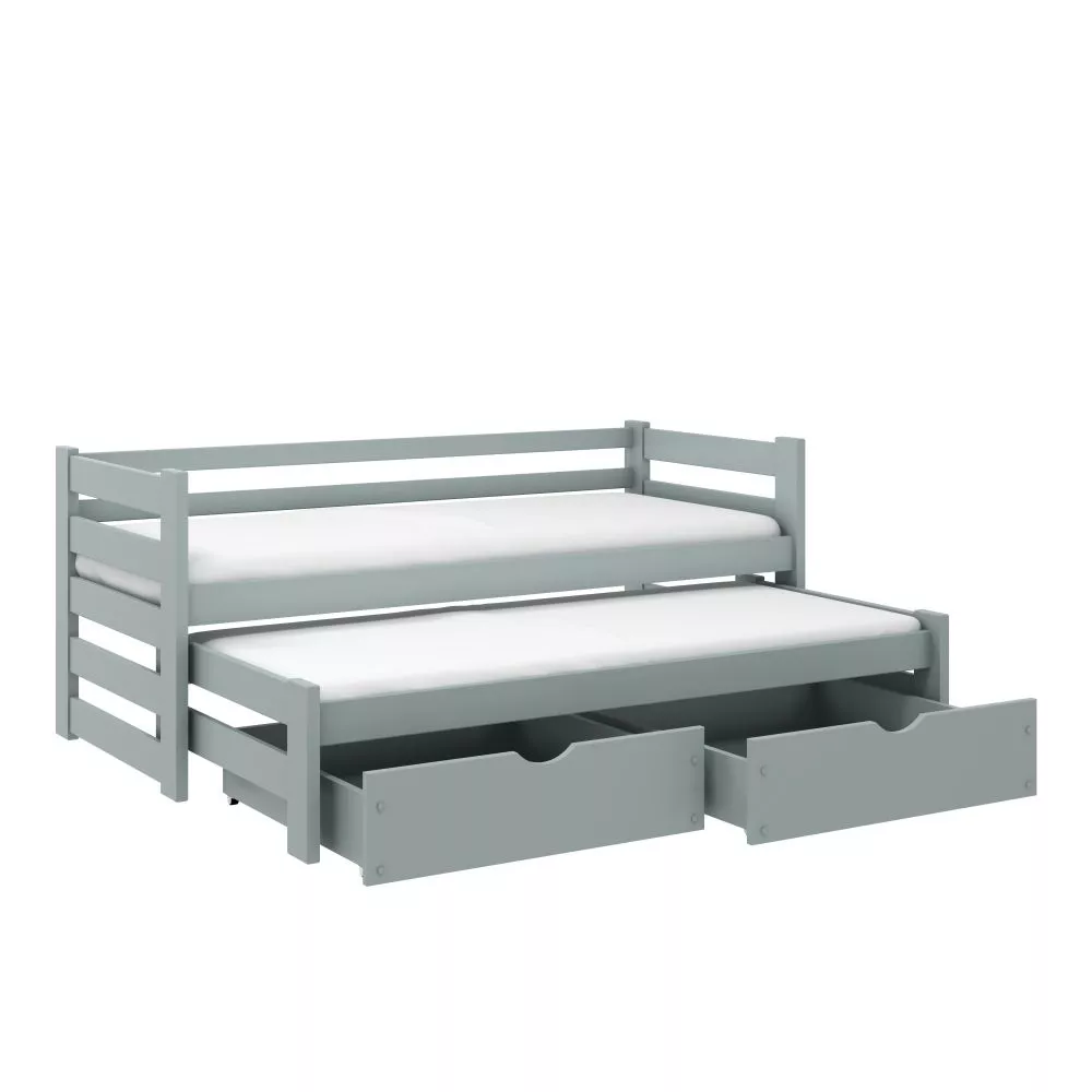 Bērnu gulta Kubus ar stelāžām Guļamvietas platums: 80 cm, Guļamvietas garums: 180 cm, · Pelēks · 87 × 188 × 75.5 cm