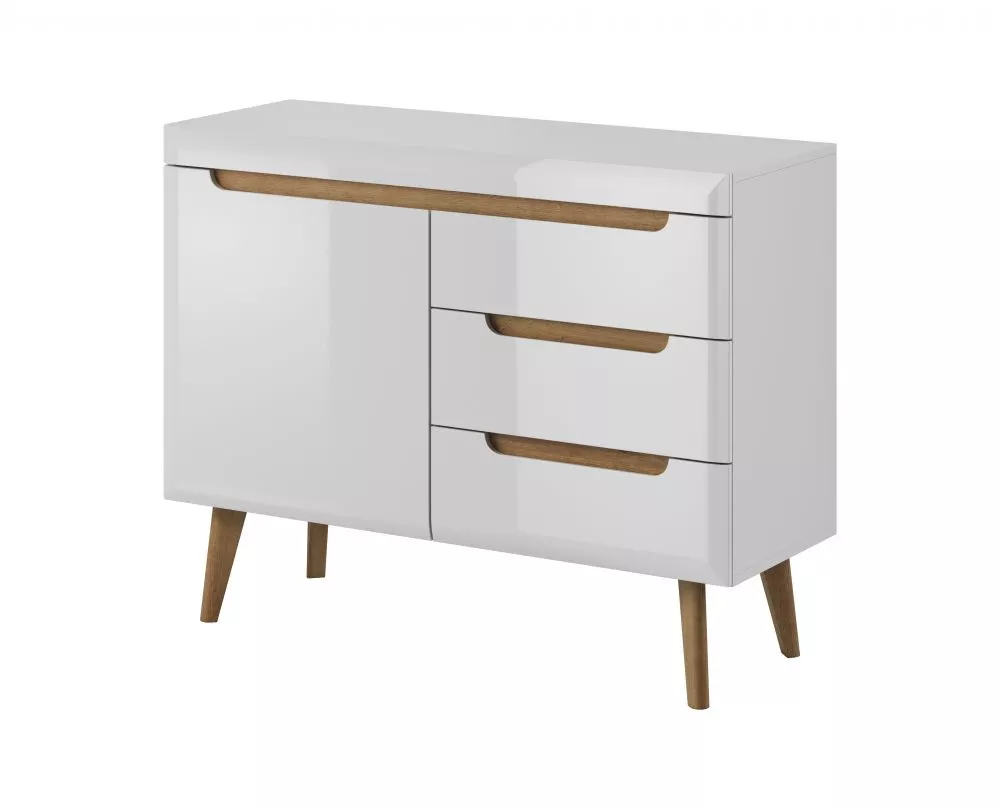 Kumode Nordi NKSZ107 · Balts + ozols riviera · 107 × 40 × 83 cm