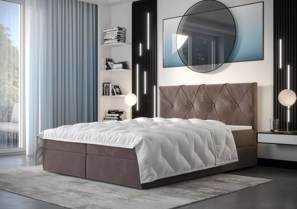 Gulta Altea Boxspring Standard Guļamvietas platums: 180 cm, Guļamvietas garums: 200 cm, · Brūns · 180 × 207 × 104 cm