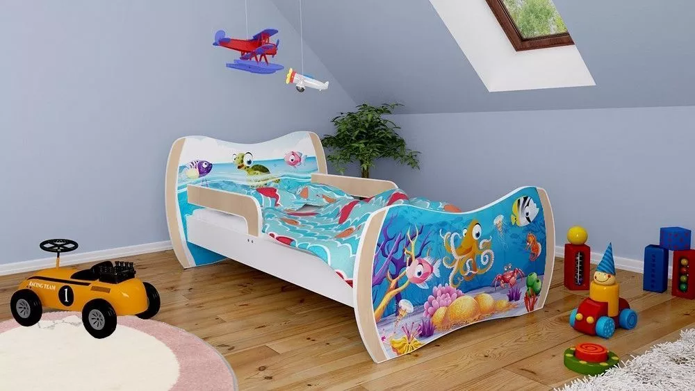 Bērnu gulta Dream L05 180x90 DM28 ar stelāžu Guļamvietas platums: 90 cm, Guļamvietas garums: 180 cm, · 114 × 184 × 71 cm