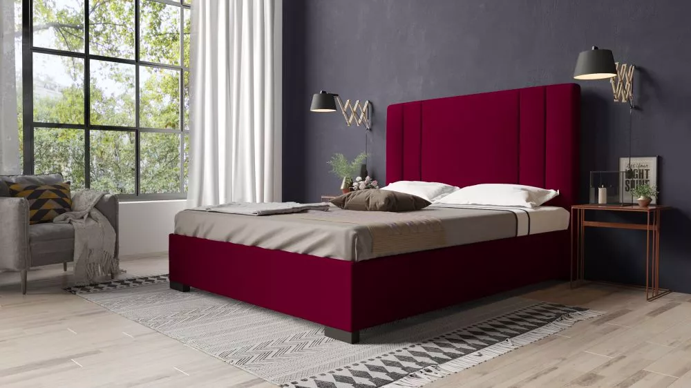 Gulta PK09 ar stelāžu Guļamvietas platums: 90 cm, Guļamvietas garums: 200 cm, stelāžas tips: metāla, · Tumši sarkans · 1