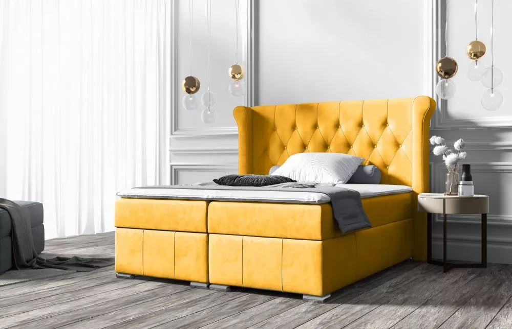 Gulta Massimo Boxspring Premium Standard Guļamvietas platums: 120 cm, Guļamvietas garums: 200 cm, · Dzeltens · 160 × 215