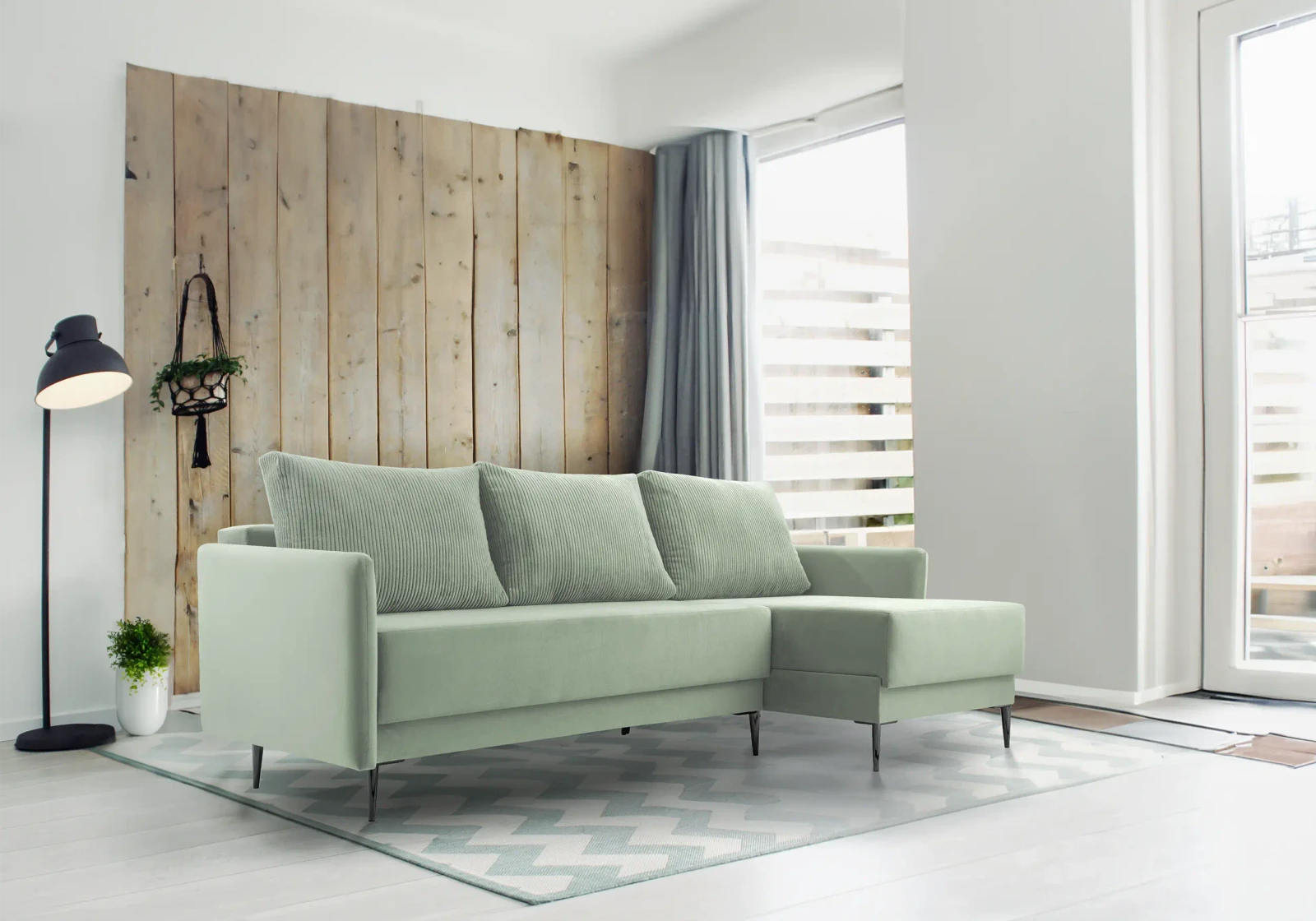 Dīvāns Pedro Corner Standard · Piparmētru · 145 × 230 × 94 cm