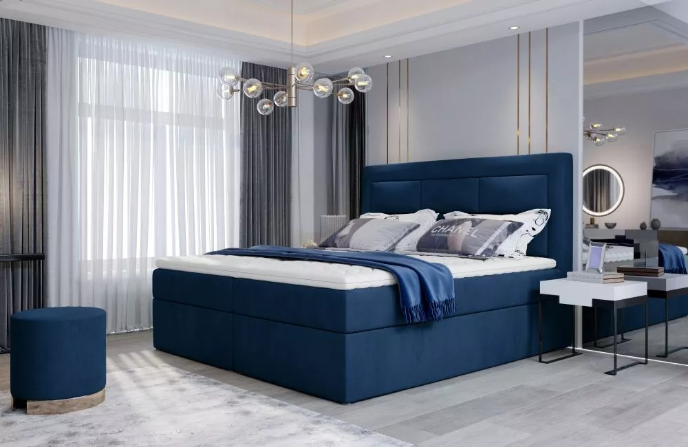 Gulta Vivre Boxspring Premium standard Guļamvietas platums: 140 cm, Guļamvietas garums: 200 cm, · Zils · 140 × 215 × 115