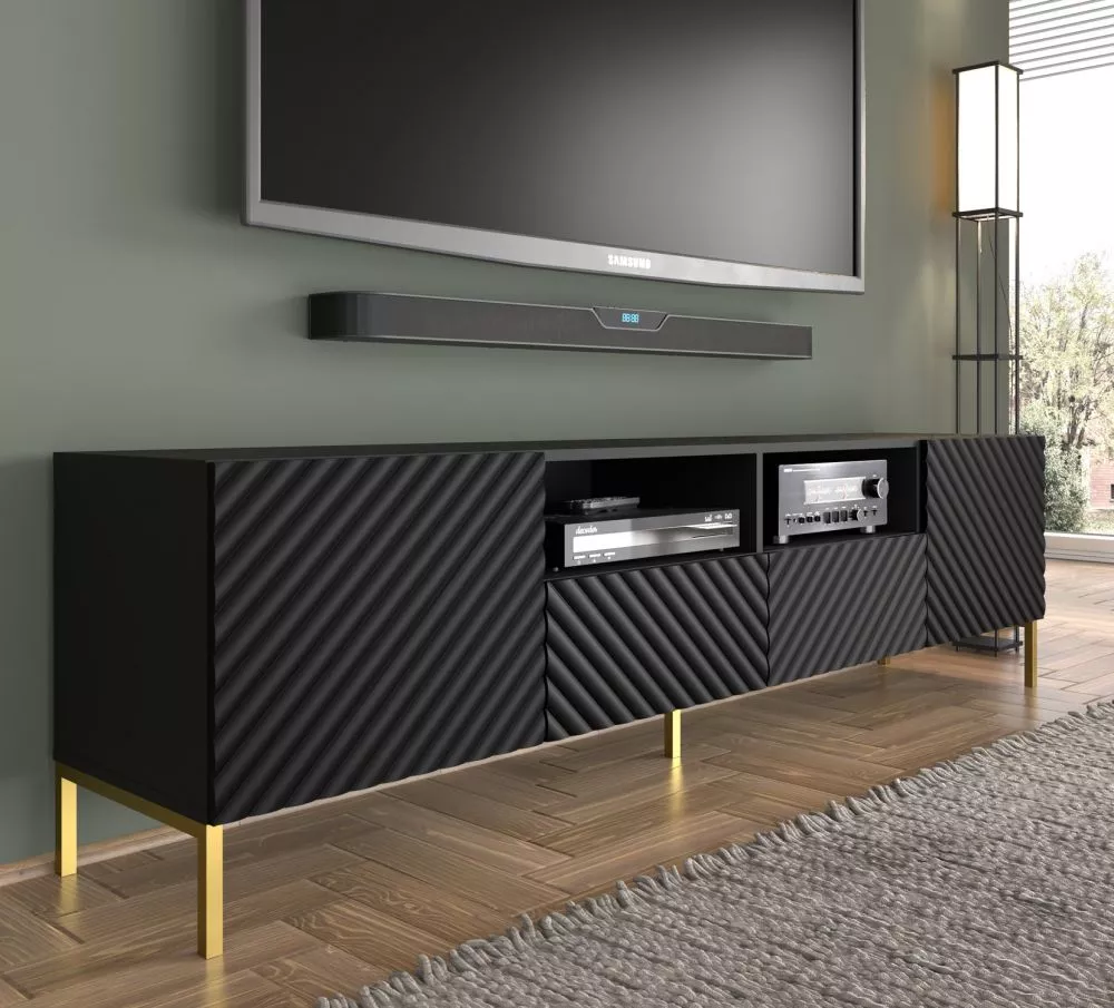 TV tumba Surf 03 · Melns · 200 × 42 × 56 cm