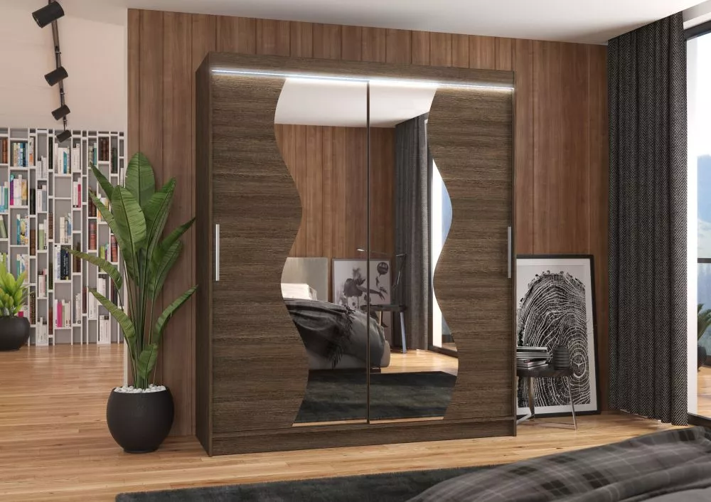 Skapis Medison ar LED · Šokolādes · 180 × 58 × 215 cm
