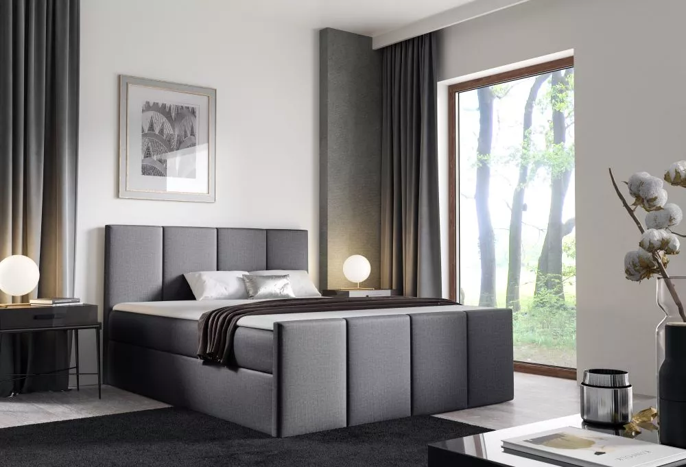 Gulta Lars Boxspring Standard Guļamvietas platums: 120 cm, Guļamvietas garums: 200 cm, · Pelēks · 124 × 213 × 103 cm