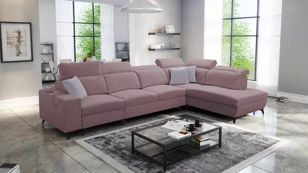 Dīvāns Bartone 11 Mix Standard · Rozā · 224 × 359 × 83 cm