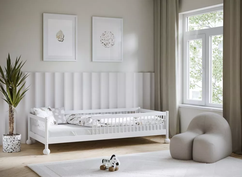Bērnu gulta Star 90x200 ar stelāžu Guļamvietas platums: 90 cm, Guļamvietas garums: 200 cm, · Balts · 97 × 208 × 58 cm