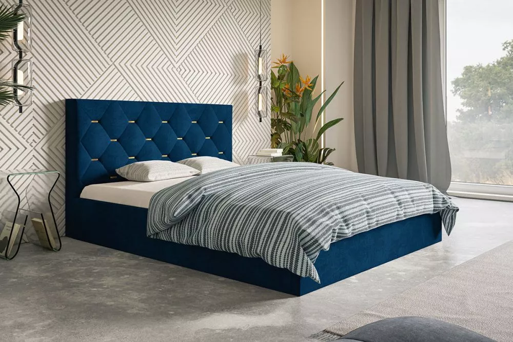 Gulta Slim 4 standard ar stelāžu Guļamvietas platums: 140 cm, Guļamvietas garums: 200 cm, stelāžas tips: koka, · Zils · 