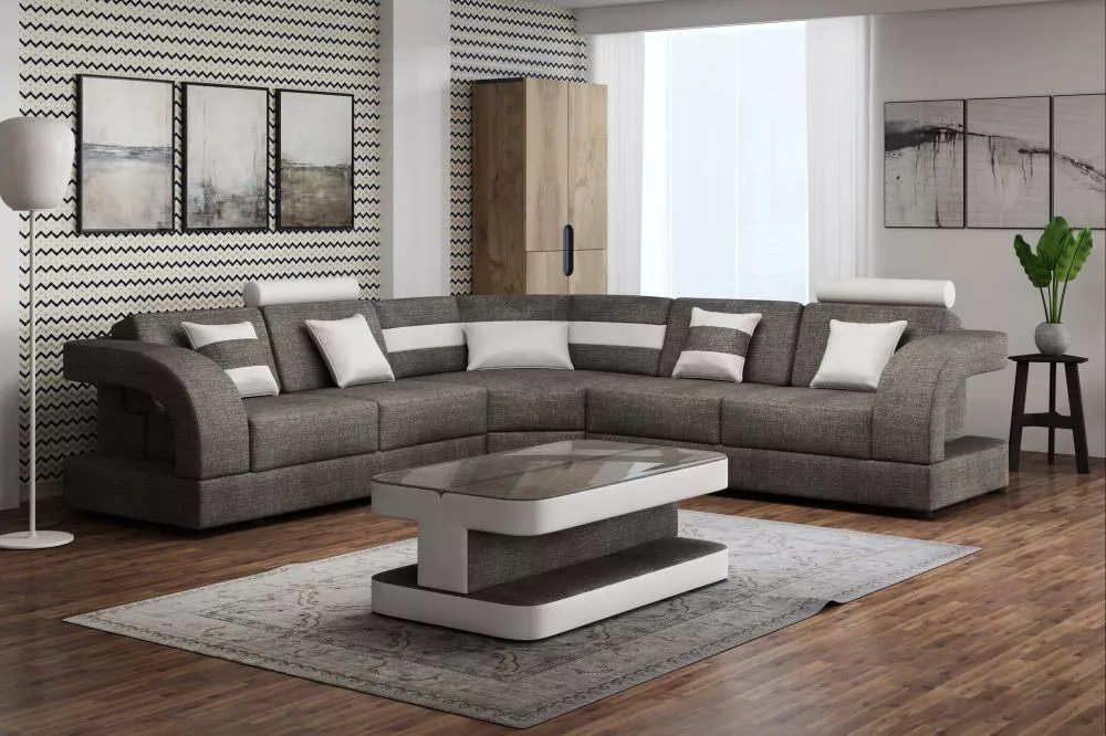 Dīvāns Douglas B standard · Brūns + balts · 282 × 282 × 100 cm