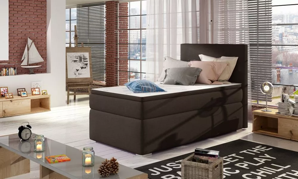Gulta Rocco 90x200 Boxspring standard Guļamvietas platums: 90 cm, Guļamvietas garums: 200 cm, · Brūns · 92 × 205 × 126 c