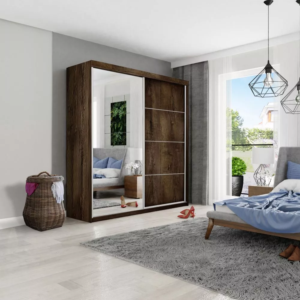 Skapis Top 23+ ar LED · Tumšais osis · 150 × 62 × 200 cm