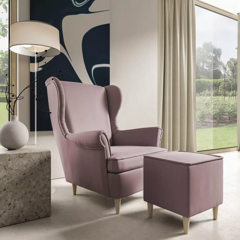 Mīksts krēsls Maya 194 1S+P Standard Sēdvietas dziļums: 55 cm, · Rozā · 85 × 90 × 103 cm