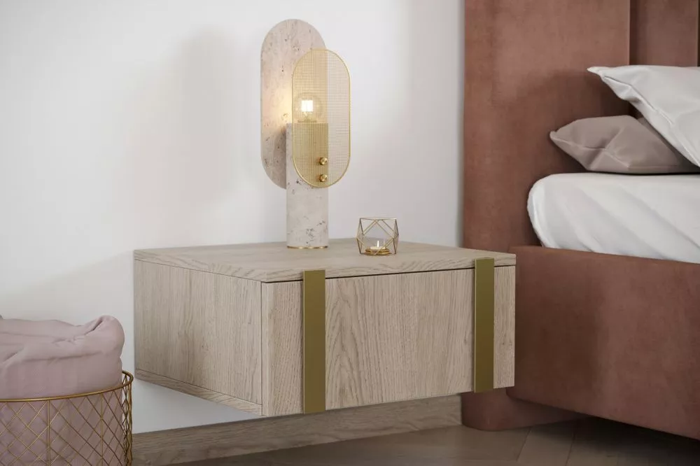 Naktsgaldiņš Verica SN50 1SZ W Gold Set · Ozols · 50 × 45 × 23 cm