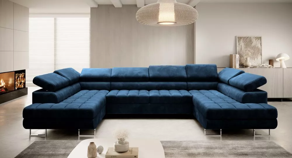 Dīvāns Corner 158 Premium standard · Zila · 201 × 335 × 87 cm