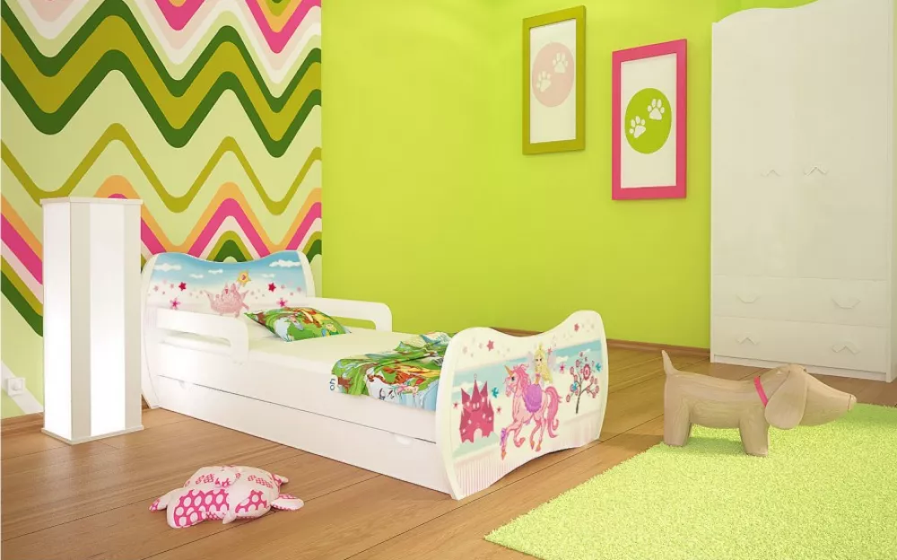 Bērnu gulta Dream L02 140x70 DM02 ar stelāžu Guļamvietas platums: 70 cm, Guļamvietas garums: 140 cm, · 94 × 144 × 71 cm