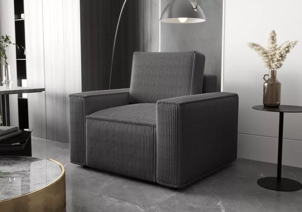 Mīksts krēsls Ambro 1S standard · Tumši pelēks · 102 × 90 × 85 cm