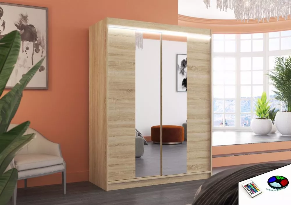 Skapis Fever ar LED · Sonoma · 150 × 58 × 200 cm