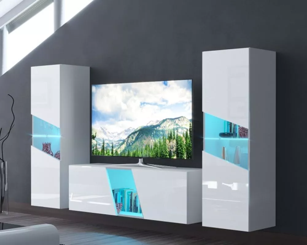 Sekcija IS S38 ar LED · Balts · 214 × 35 × 120 cm