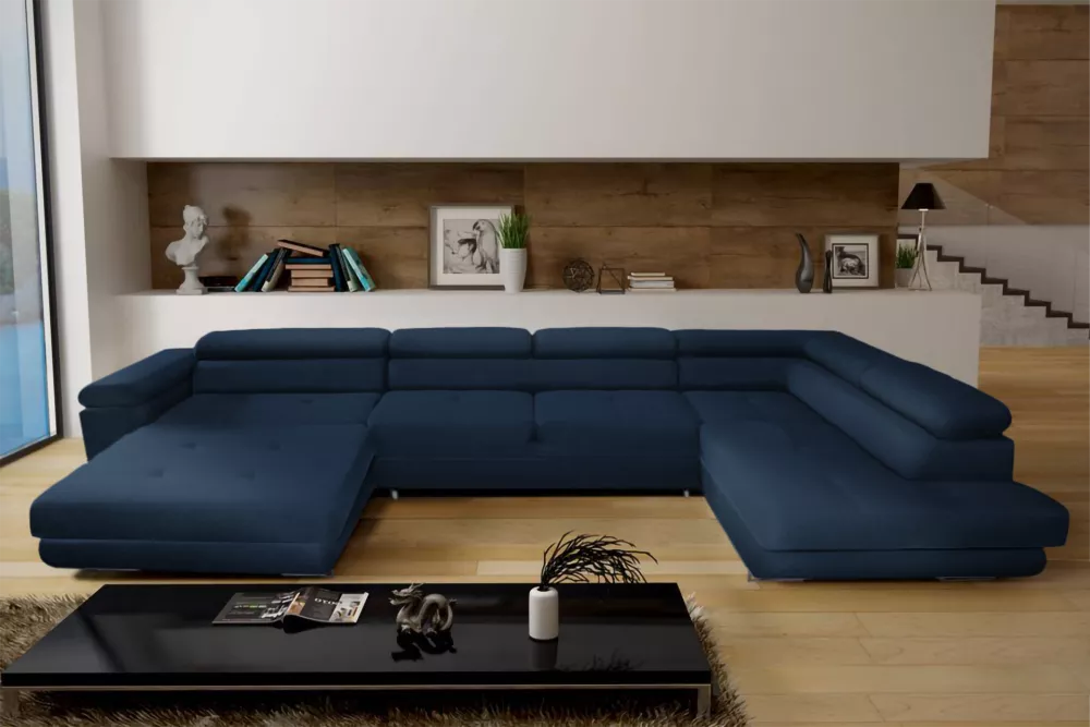 Dīvāns Anton U Mini+L Premium Standard · Zila · 200 × 378 × 73 cm