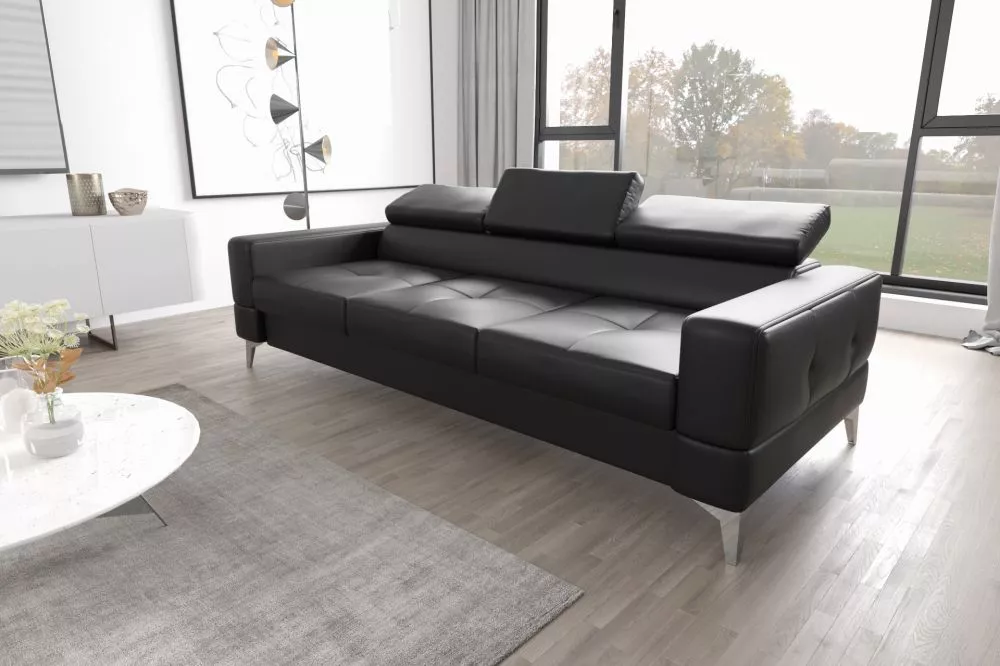 Dīvāns Toscania 3S standard · Melns · 97 × 244 × 78 cm