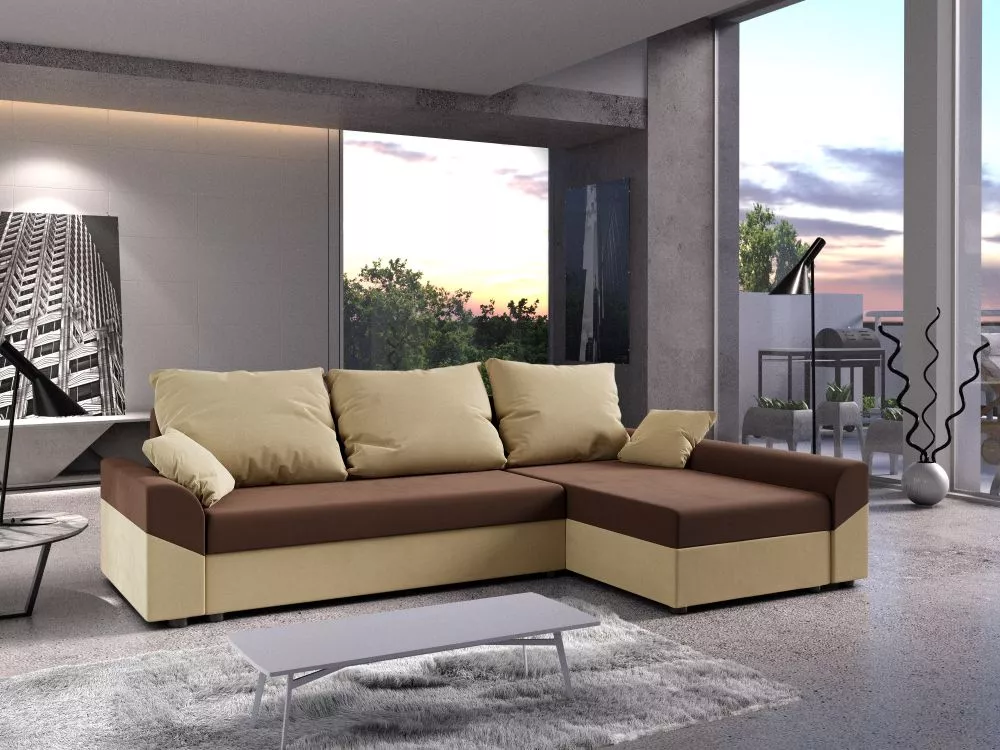 Dīvāns Denver L standard · Brūns + bēšs · 139 × 248 × 80 cm