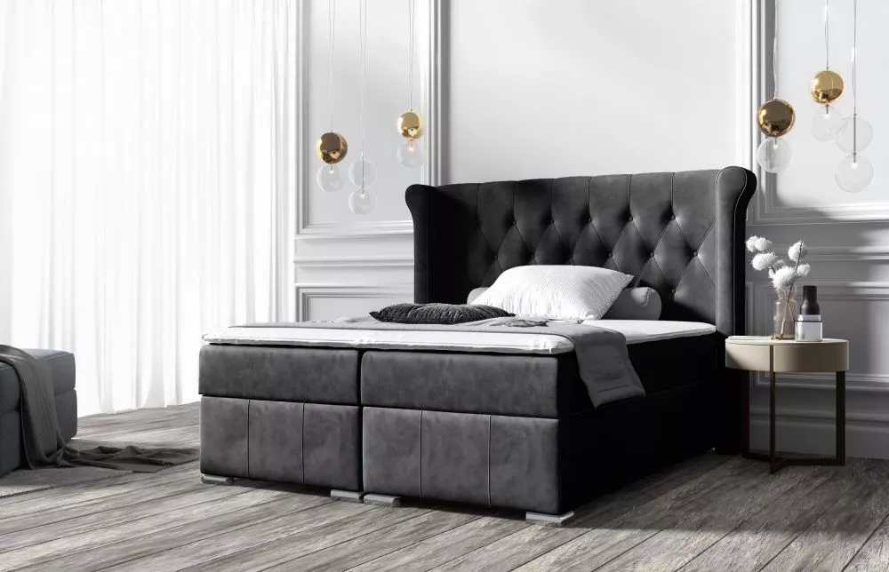 Gulta Massimo Boxspring Premium Standard Guļamvietas platums: 160 cm, Guļamvietas garums: 200 cm, · Melns · 200 × 215 × 