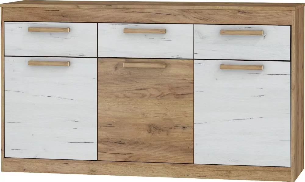 Kumode Maximus MXS 10 · Zelts ozols + balts ozols · 148 × 41.4 × 84.7 cm