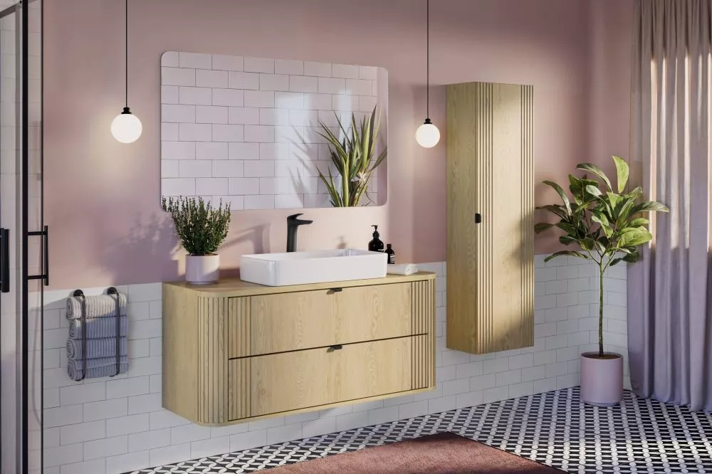 Vannas istabas komplekts Ovalia Cremona 6 ar LED · Ozols kremona · 160 × 46 cm