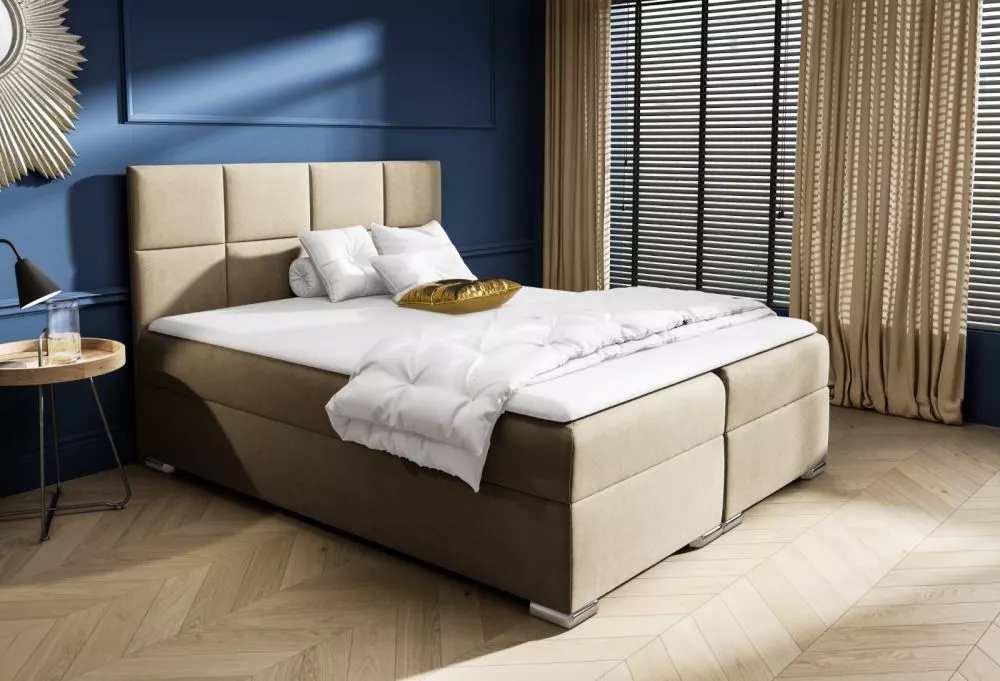 Gulta Gloria Boxspring Standard Guļamvietas platums: 160 cm, Guļamvietas garums: 200 cm, · Krēma · 164 × 208 × 103 cm