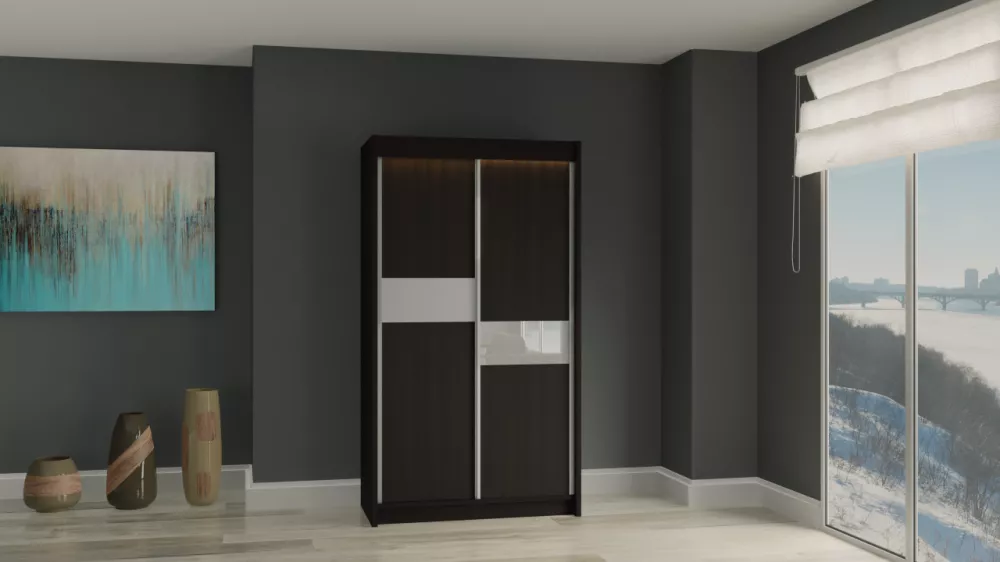 Skapis Livia ar LED · Venge · 120 × 61 × 216 cm