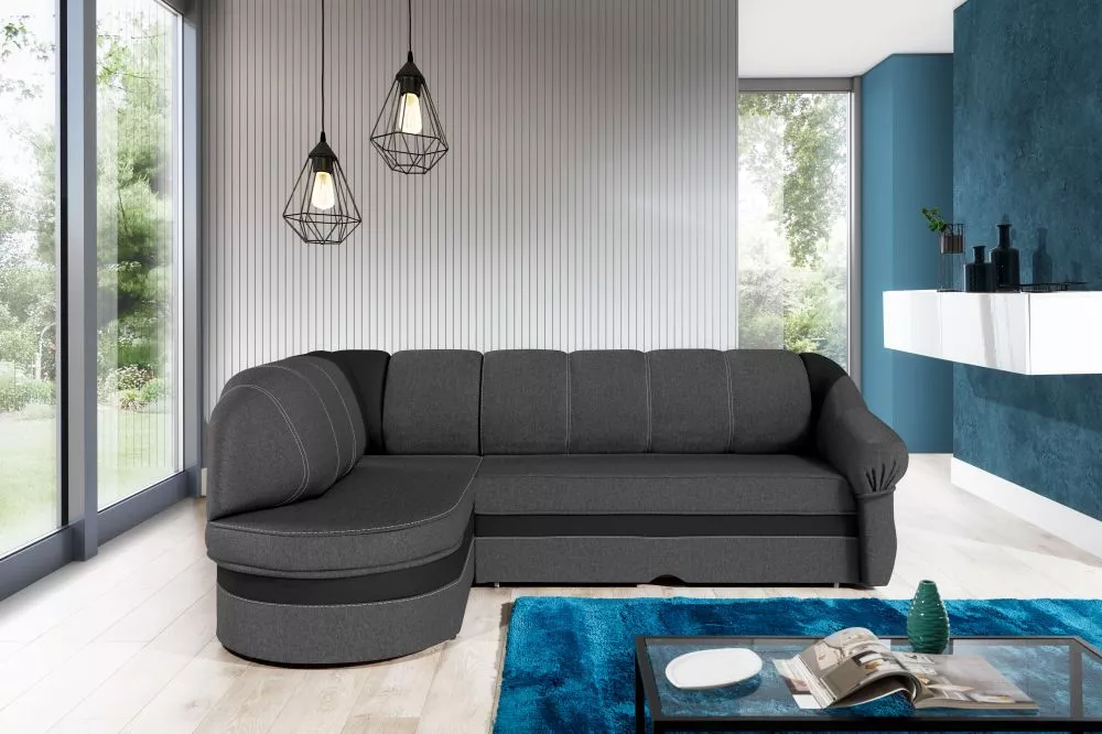 Dīvāns Benano Lux standard · Tumši pelēks + melns · 180 × 250 × 85 cm